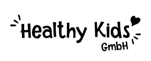 Logo „Healthy Kids GmbH“ mit handschriftlicher Typografie und Herzsymbolen