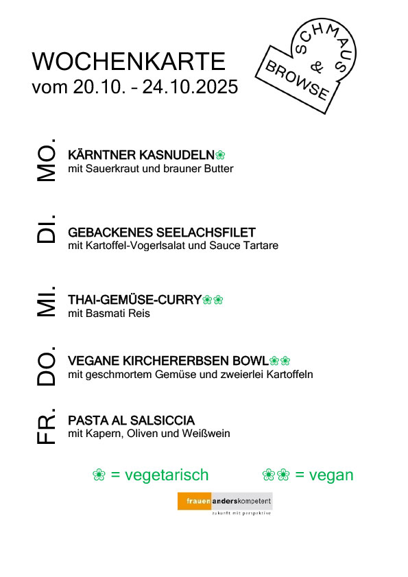 Wochenkarte Schmaus & Browse Salzburg KW 43 2025